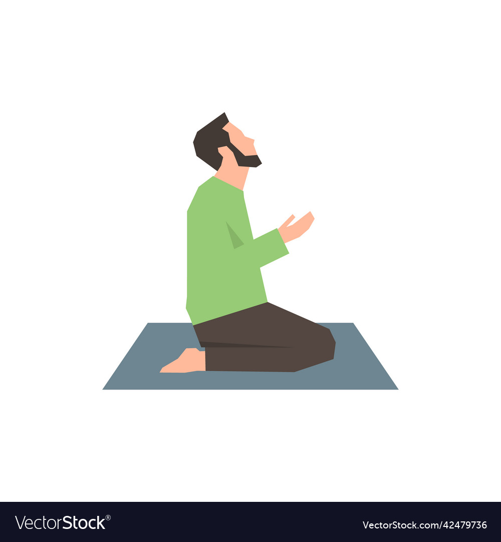 Muslim man praying simple flat character Vector Image