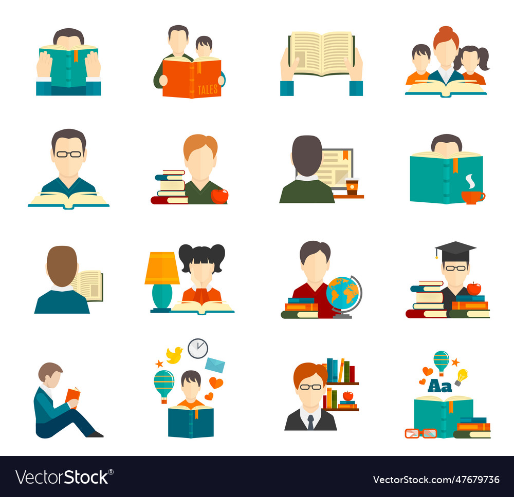 Reading icon flat Royalty Free Vector Image - VectorStock