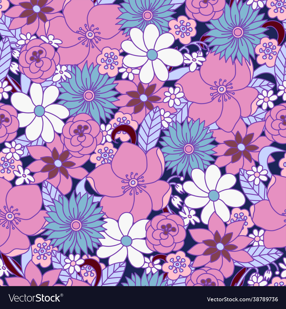 Seamless pattern with simple flowers floral print Vector Image