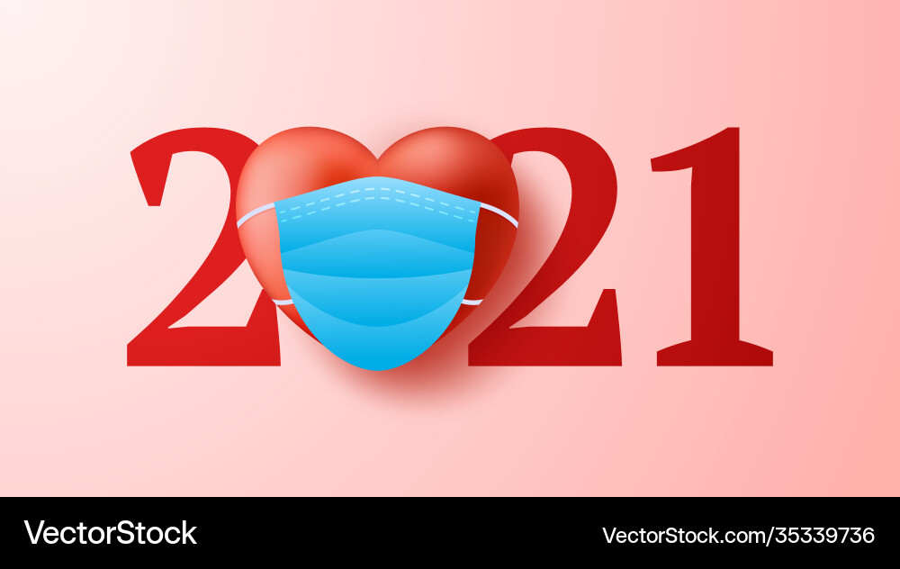 Valentine day 2021 heart realistic 3d Royalty Free Vector