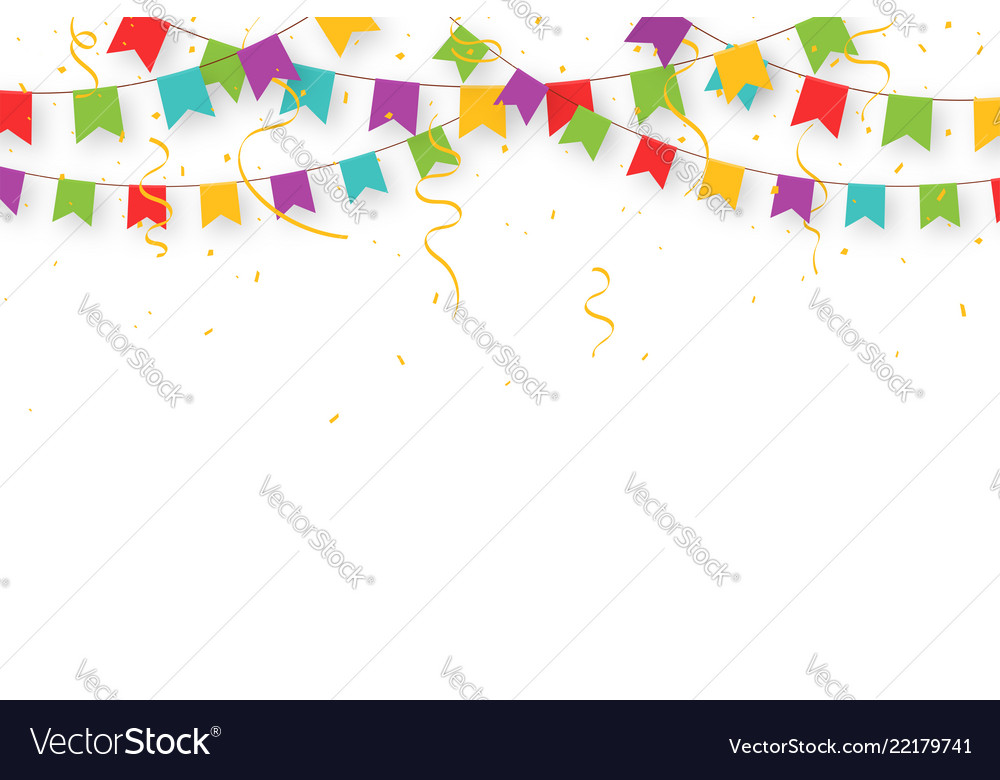 Carnival garland with flags confetti and ribbons vector image Carnival garland with flags confetti and ribbons