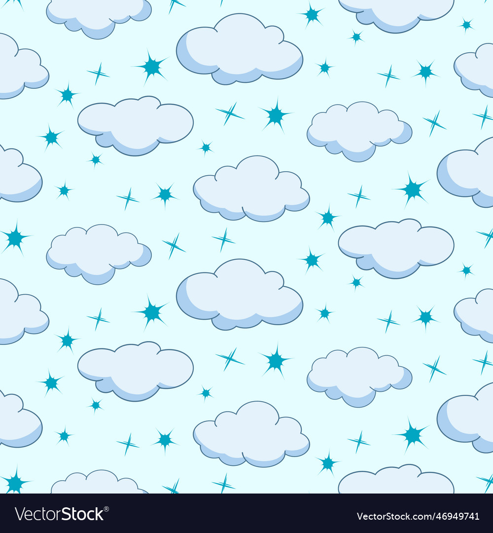 Clouds and stars in a pattern Vector Image Clouds and stars in a pattern