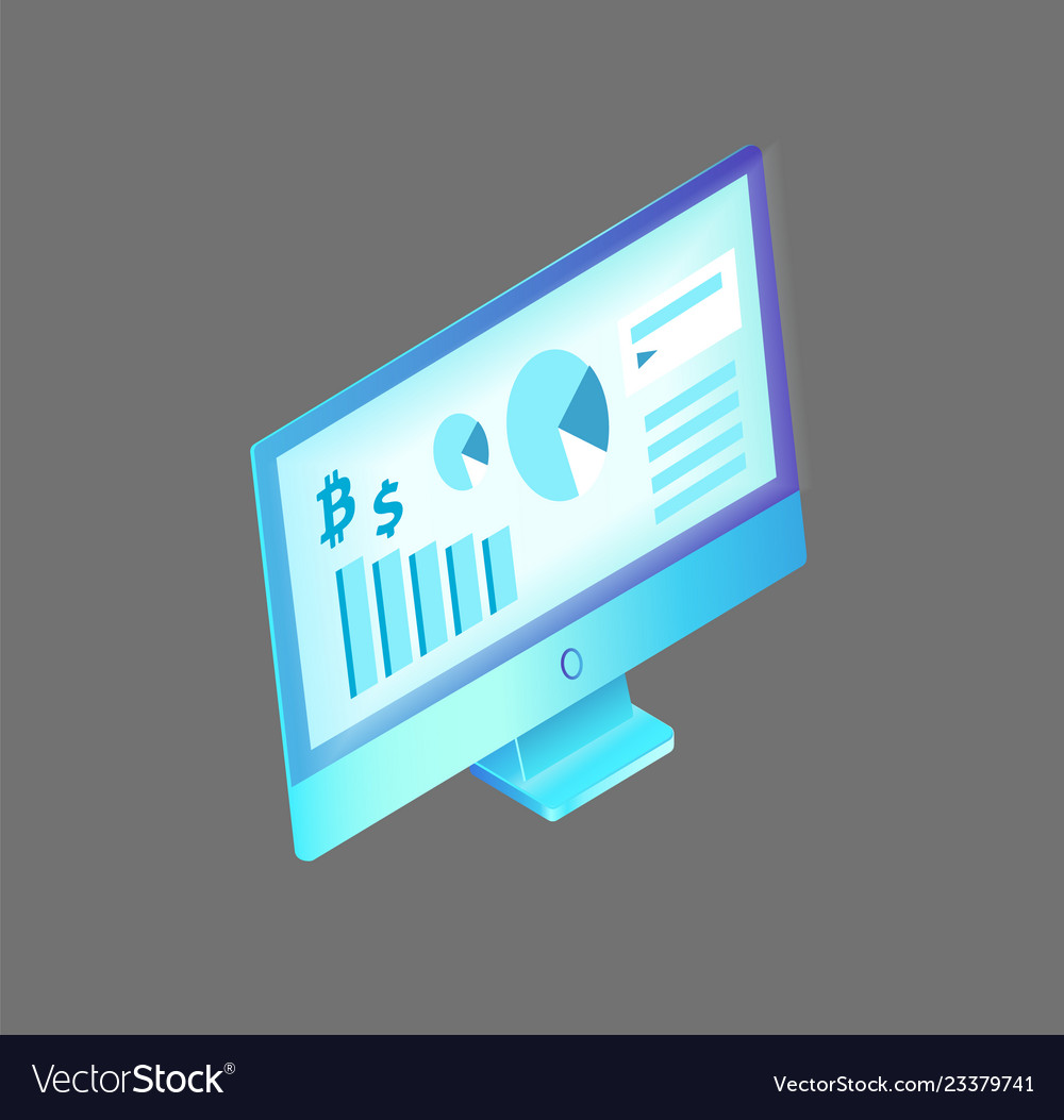Computer monitor with data vector image Computer monitor with data