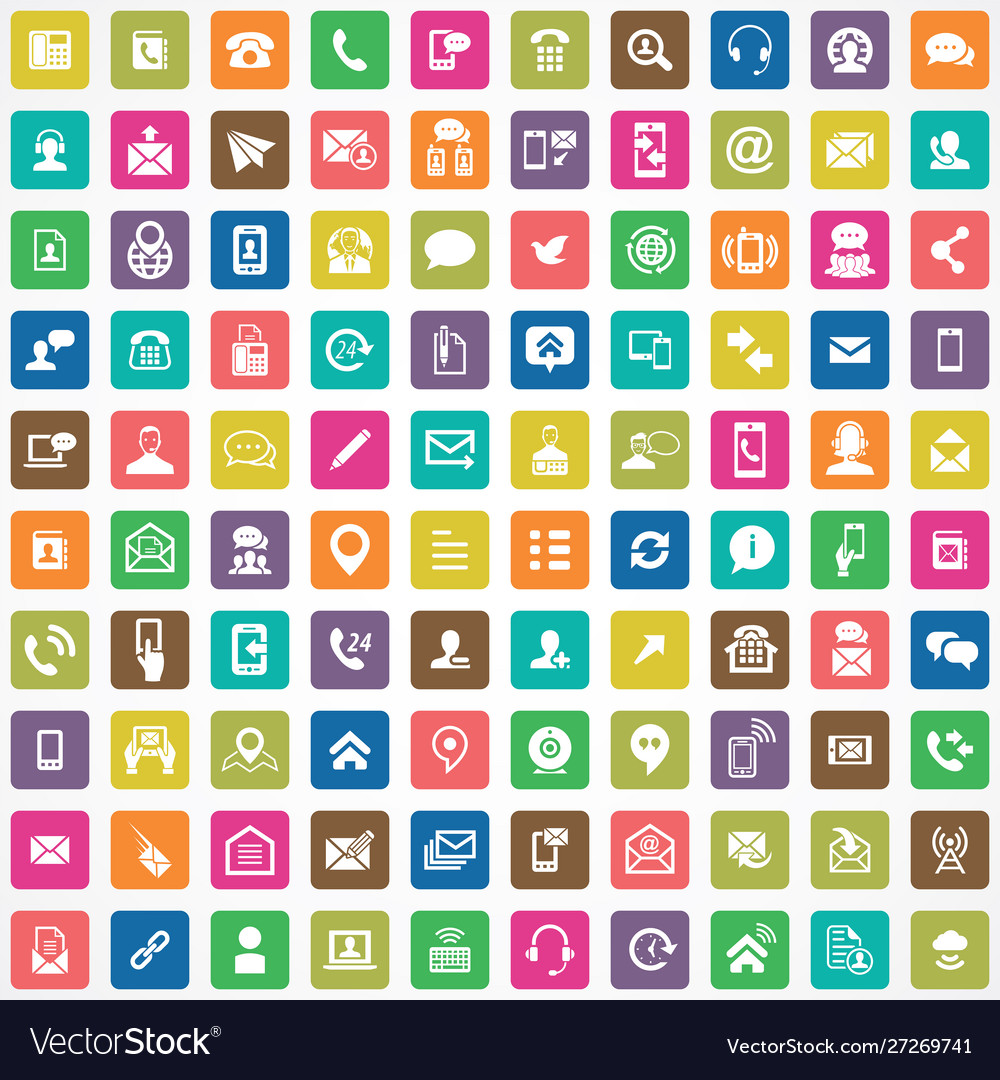 Contact us 100 icons universal set for web and ui