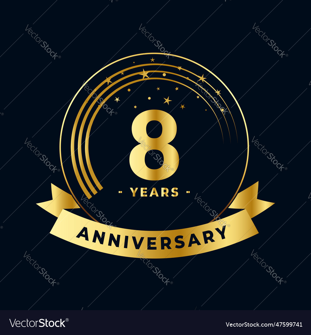 Eight Years Anniversary Celebration Emblem Vector Image 4753