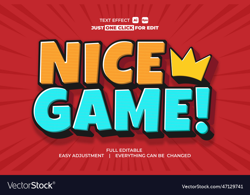 Game event text effect editable vector image Game event text effect editable