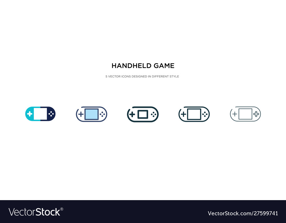 Handheld game icon in different style two vector image Handheld game icon in different style two