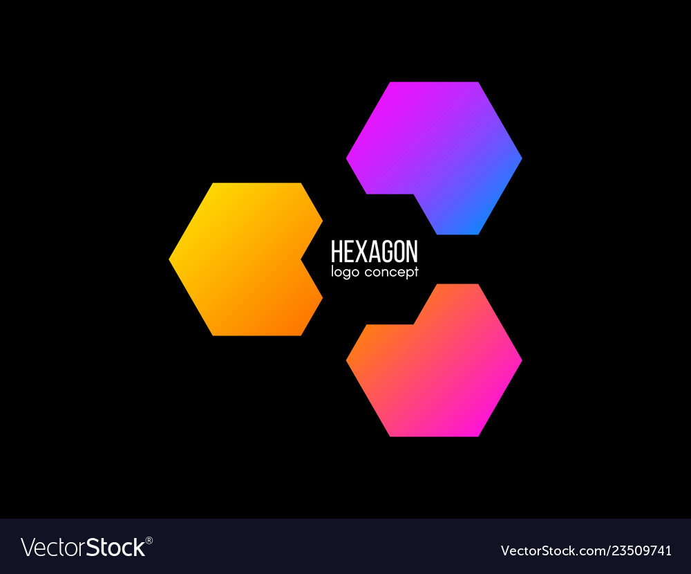 Hexagon logo design gradient cube logotype vector image Hexagon logo design gradient cube logotype