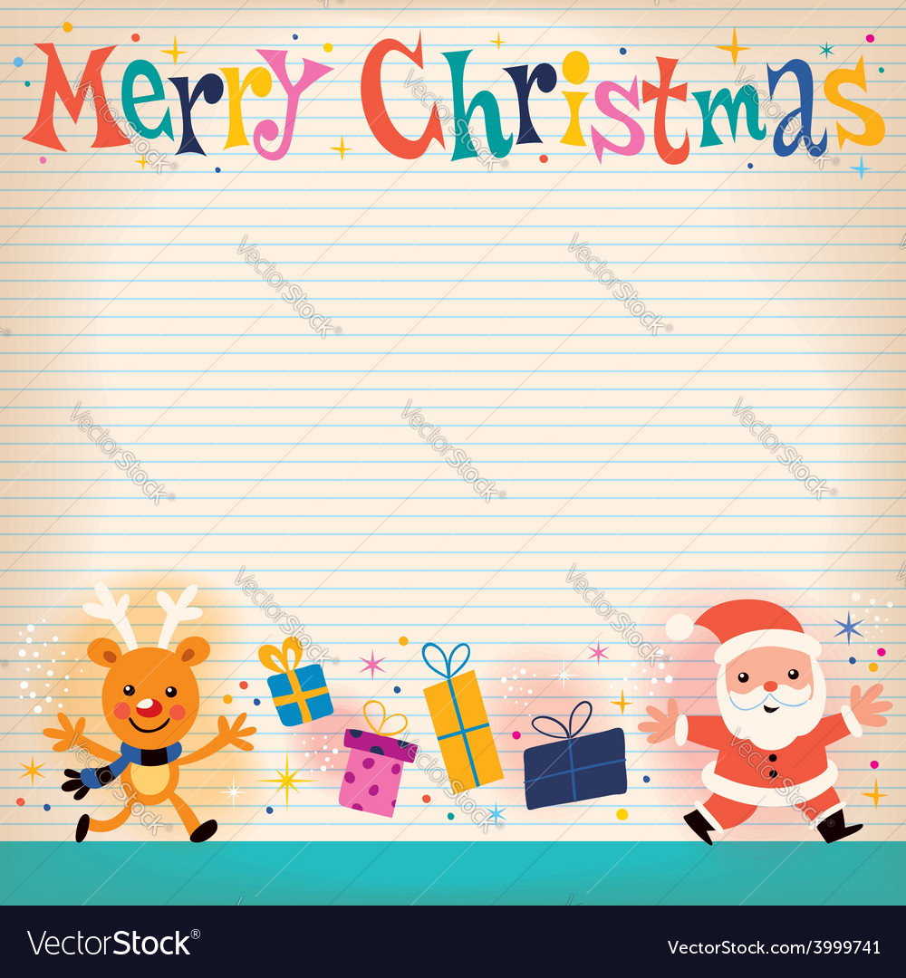 Merry christmas lined note book paper retro