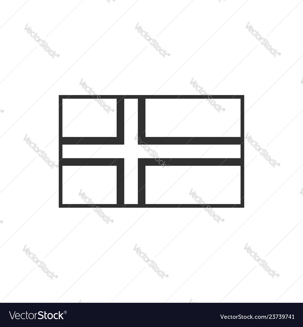 Norway or iceland flag icon in black outline flat Vector Image