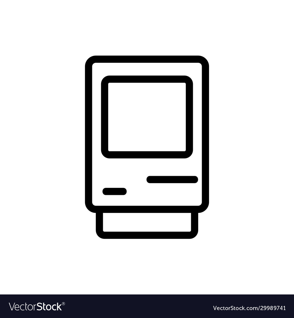 Retro computer icon isolated contour Vector Image Retro computer icon isolated contour