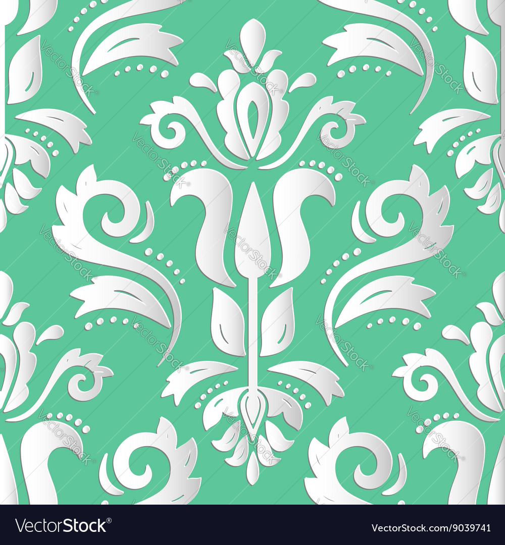 Seamless oriental pattern with 3d elements