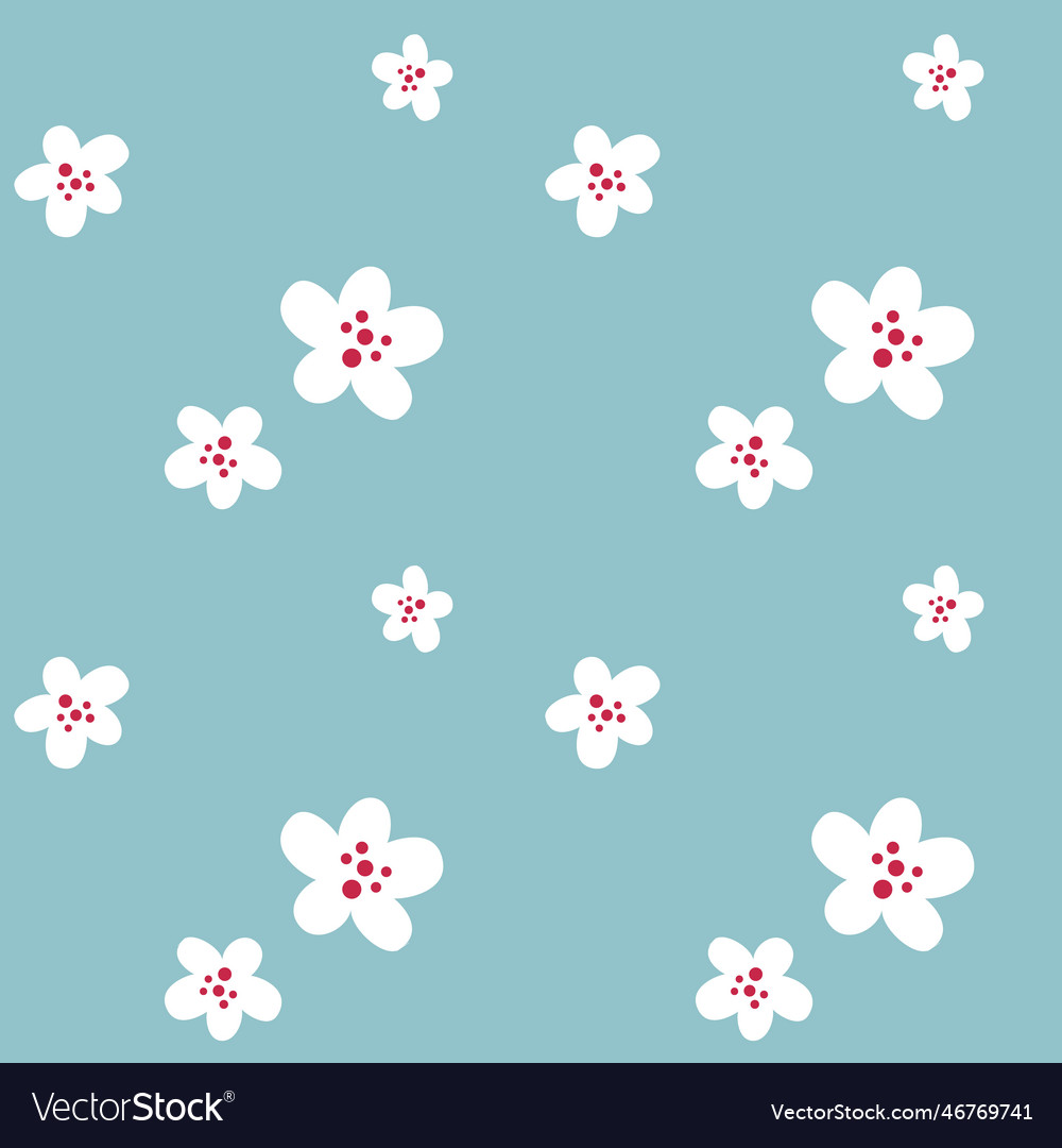 Seamless pattern cute simple white flowers