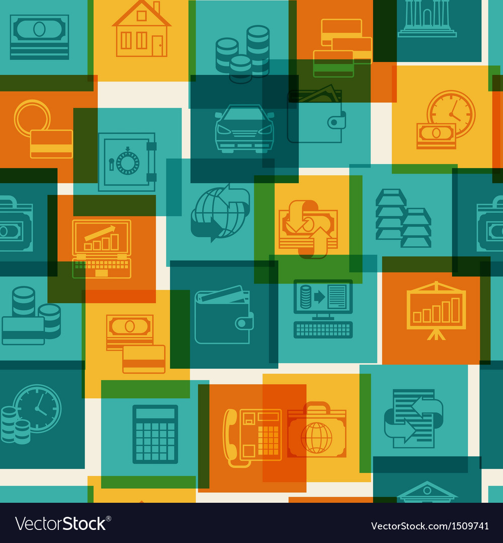 Seamless pattern of banking icons