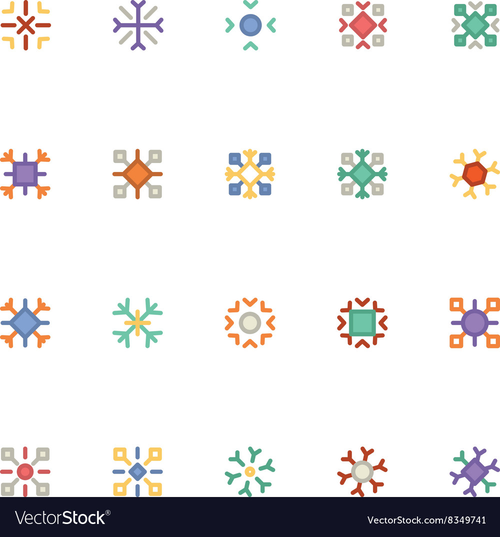 Snowflakes colored icons 5 Royalty Free Vector Image