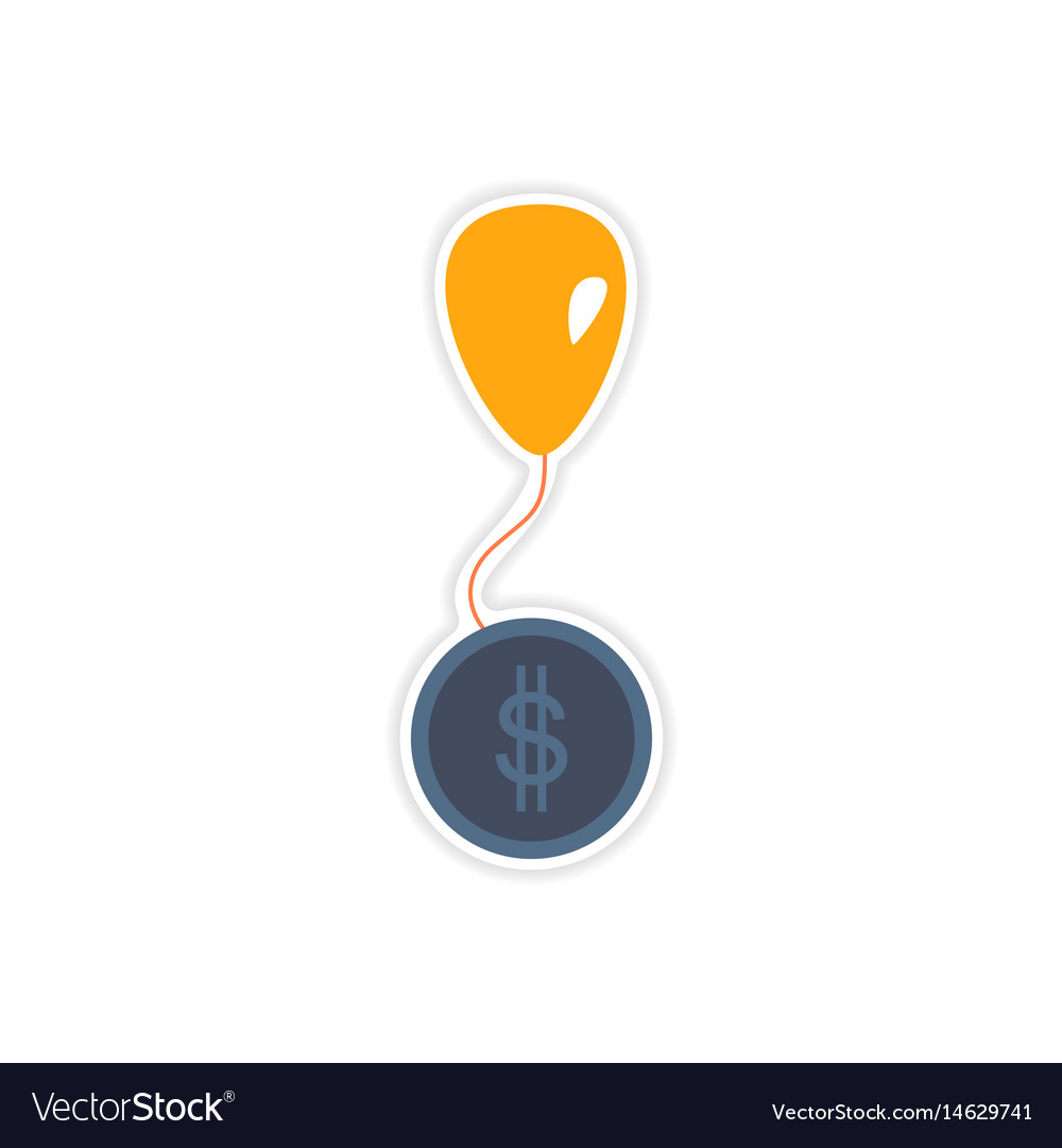 Stylish sticker on paper balloon and coins