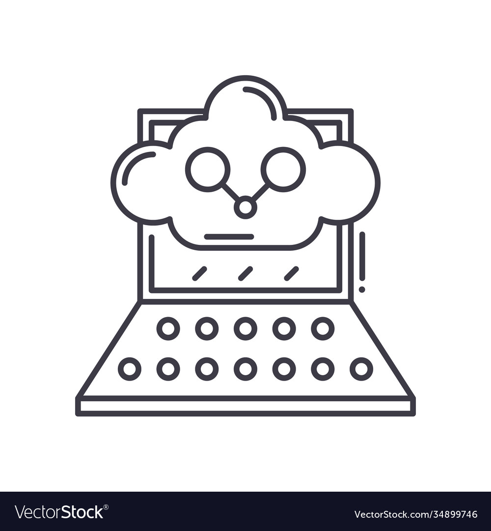 Cloud device icon linear isolated