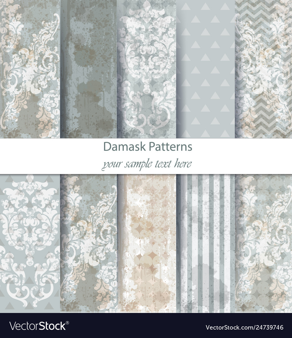 Damask patterns set collection baroque vector image Damask patterns set collection baroque
