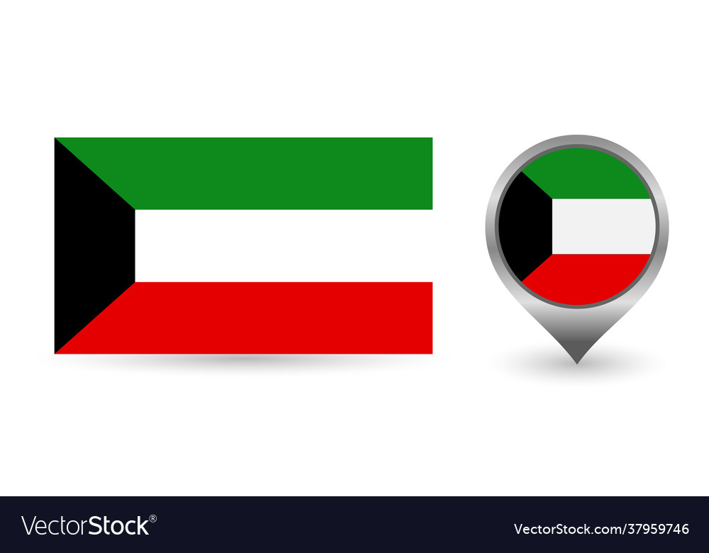 Flag kuwait location point with