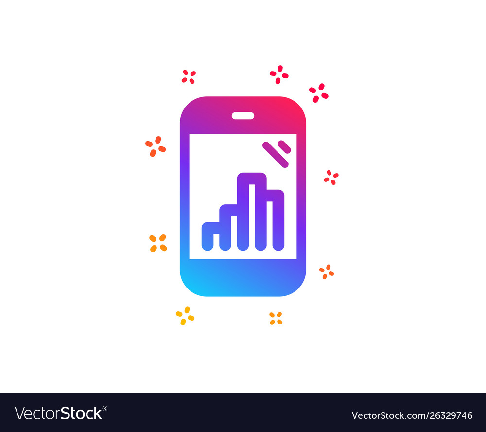 Graph phone icon column chart sign vector image Graph phone icon column chart sign