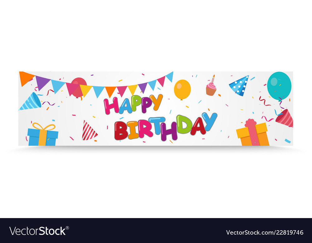 Happy Birthday Celebration Banner With Colorful Vector Image