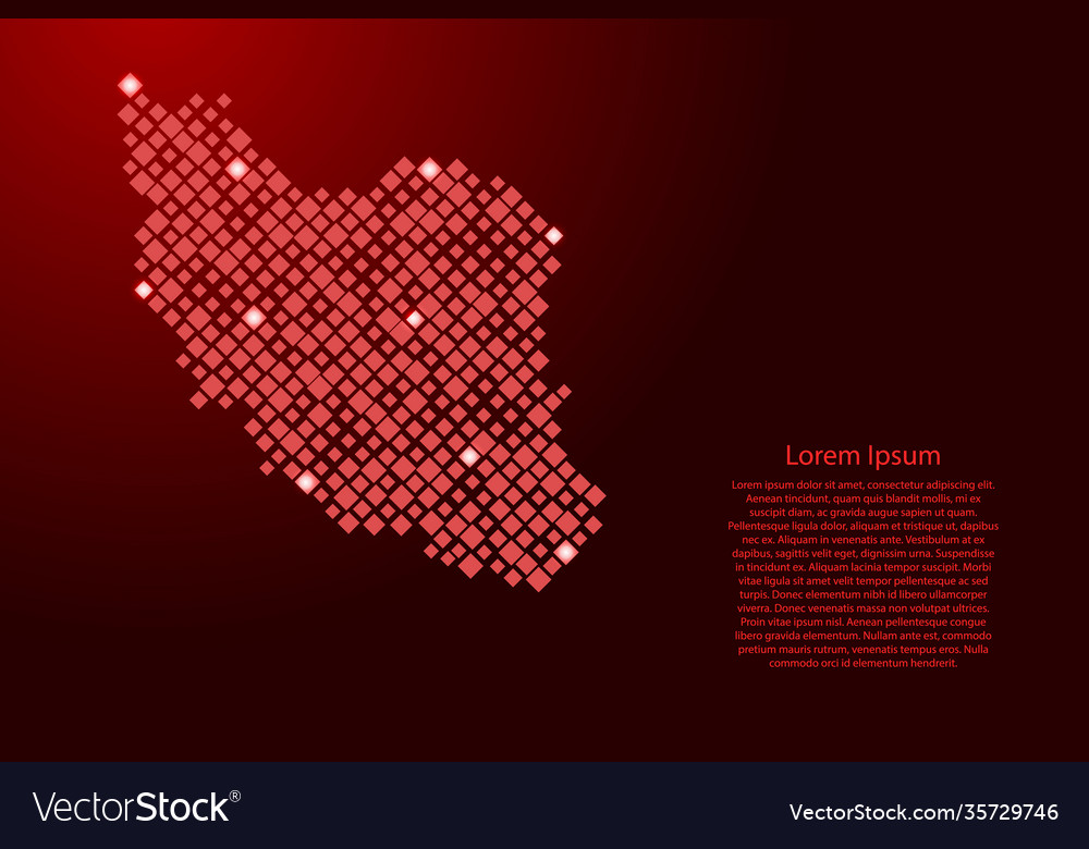 Iran map from red pattern rhombuses different vector image Iran map from red pattern rhombuses different