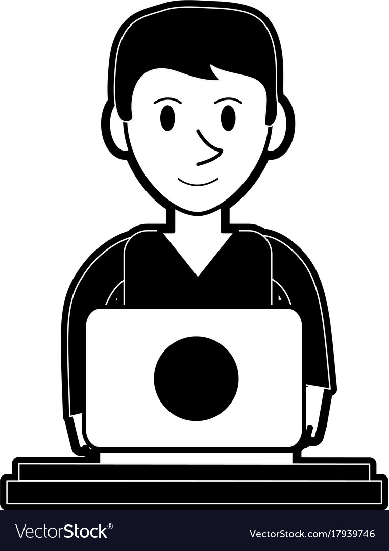 Man using laptop icon image frontview