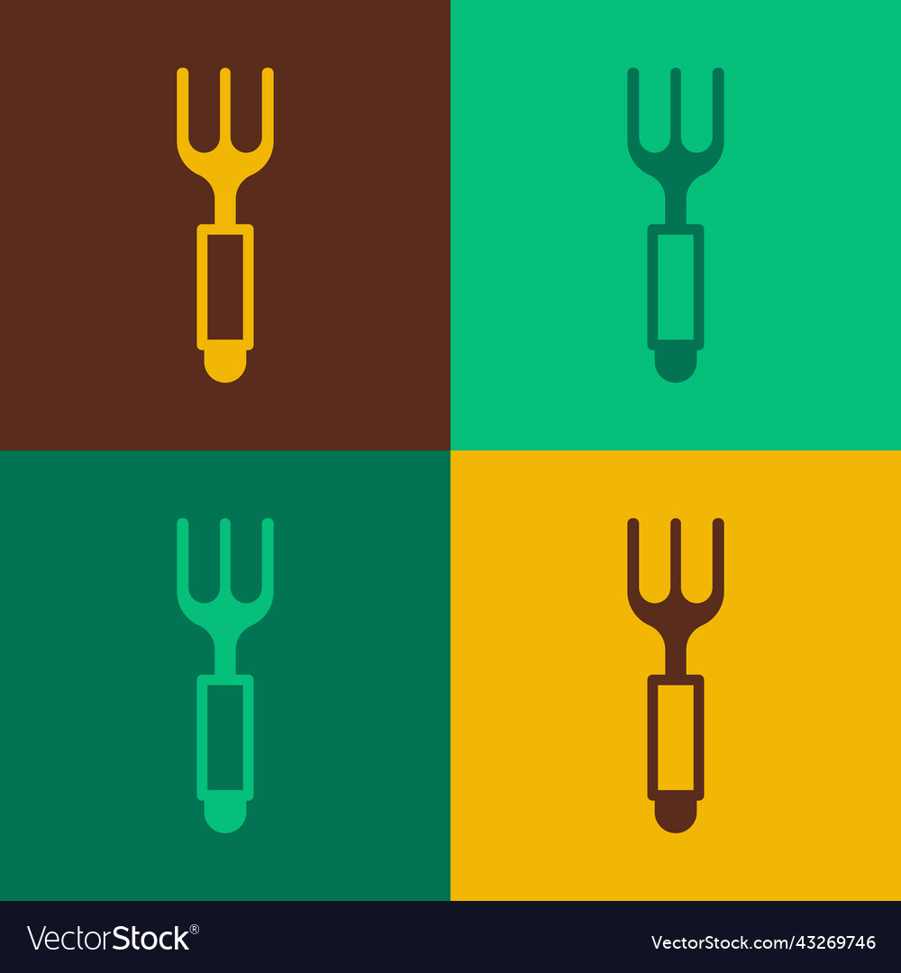 Pop art fork icon isolated on color background Vector Image Pop art fork icon isolated on color background