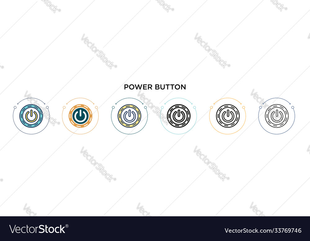 Power button icon in filled thin line outline