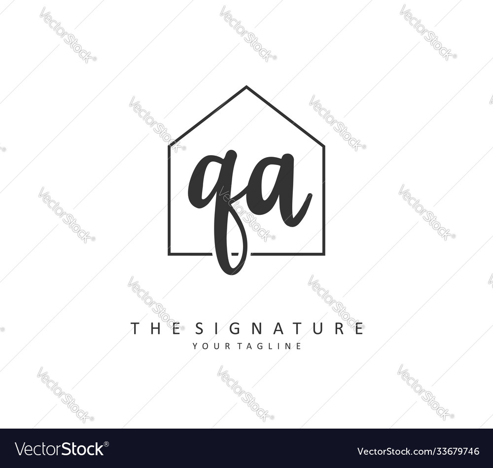 Q a qa Anfangsbuchstaben Handschrift und Unterschrift