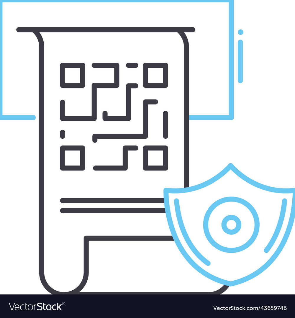 Qr code document line icon outline symbol vector image Qr code document line icon outline symbol