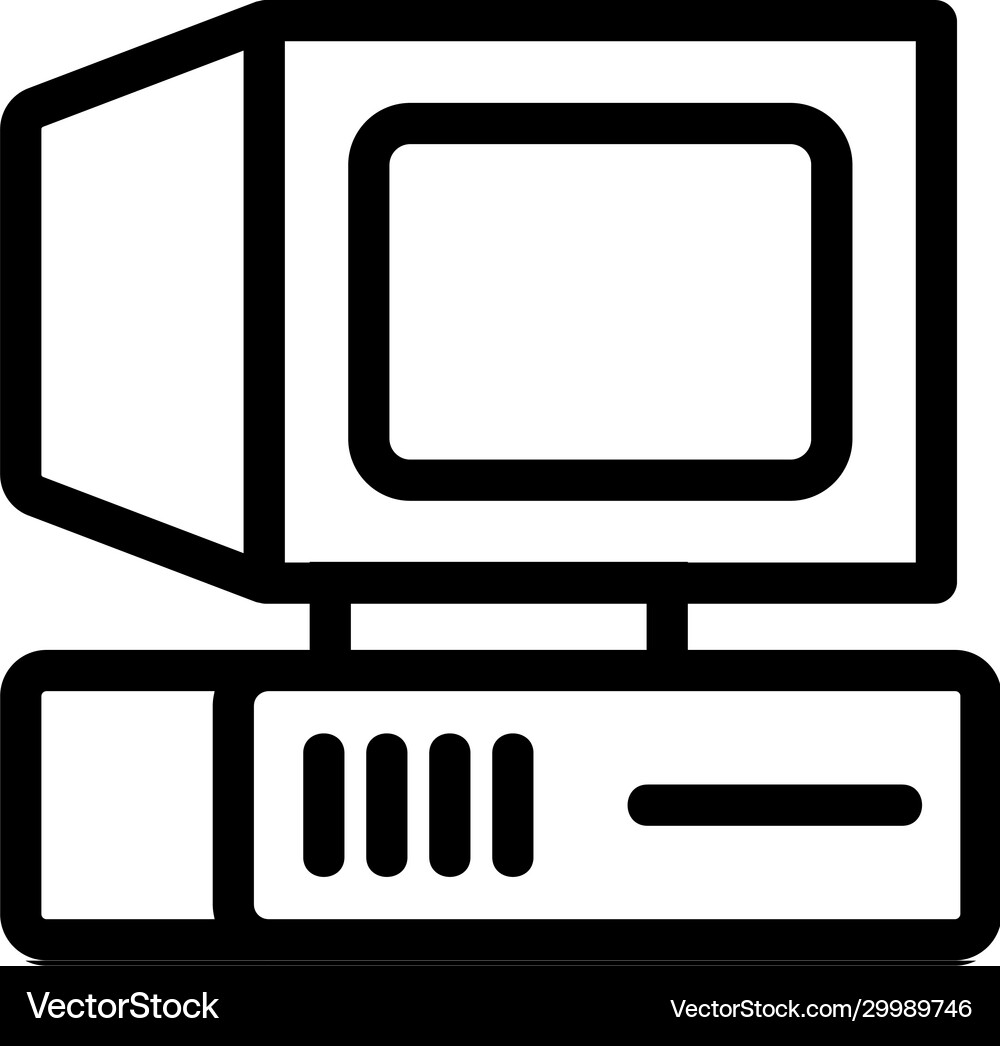 Retro computer icon isolated contour Royalty Free Vector