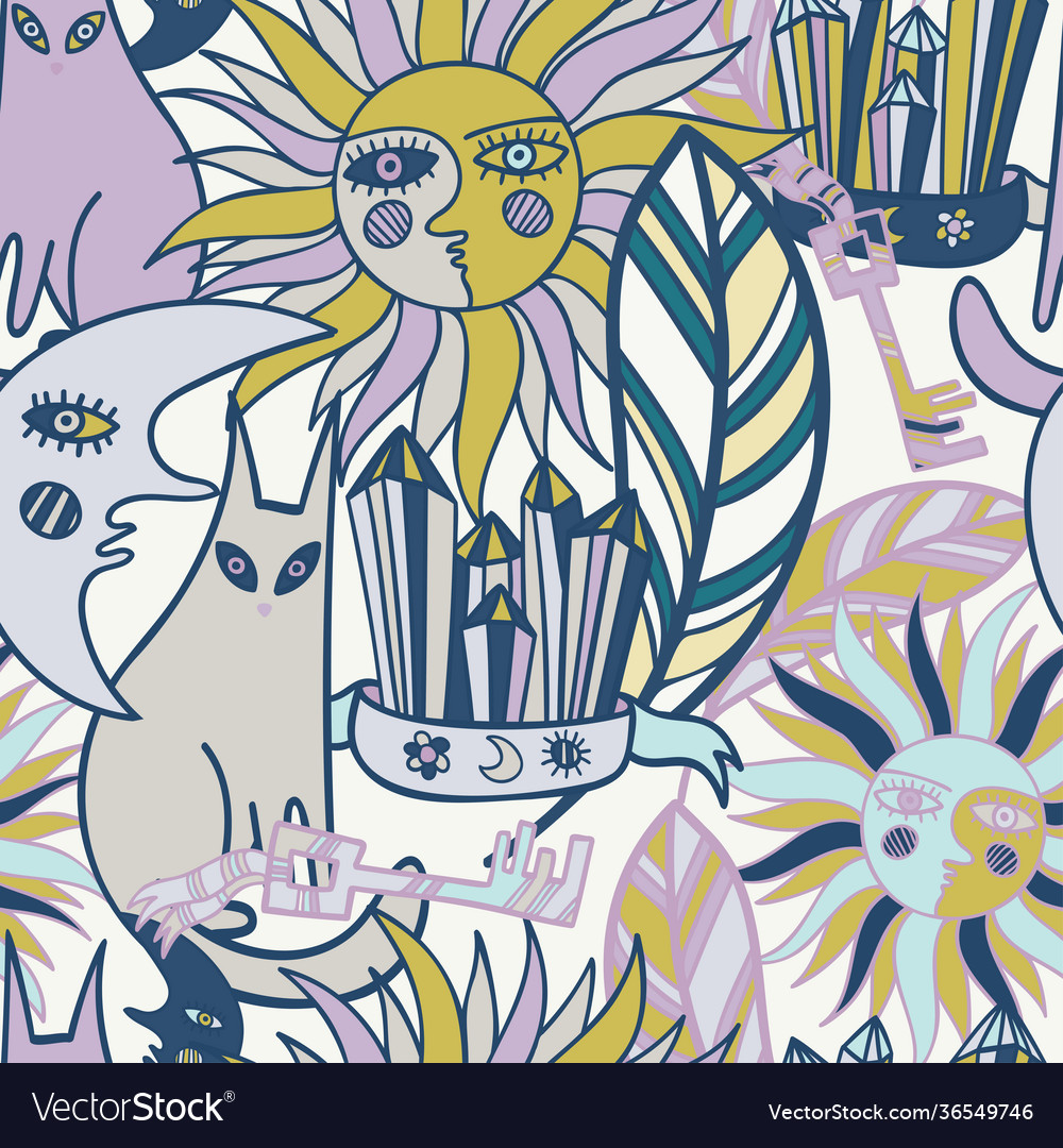 Seamless colorful pattern witchery vector image Seamless colorful pattern witchery