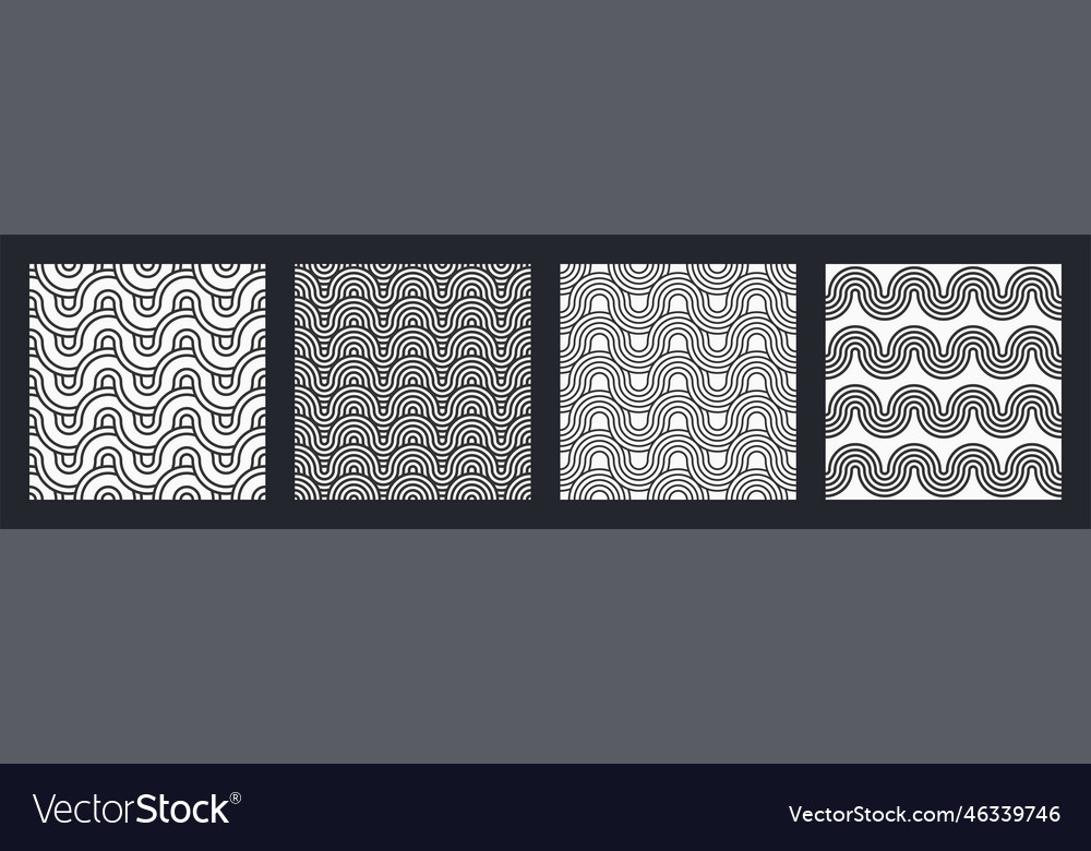 Seamless pattern collection set with wavy