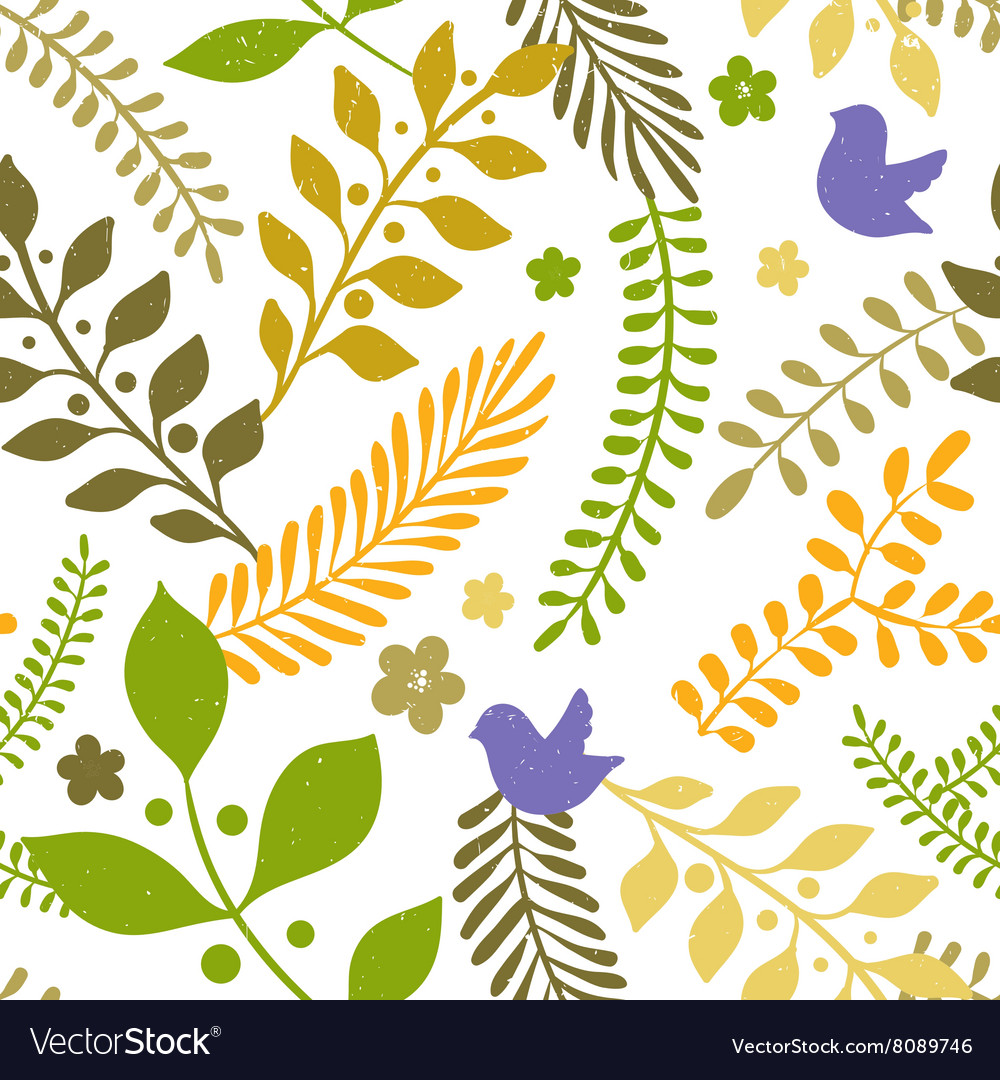 Seamless spring pattern with floral elements