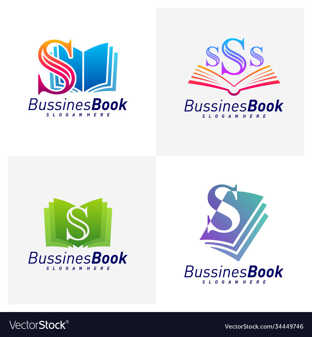 Set initial s with book logo design template