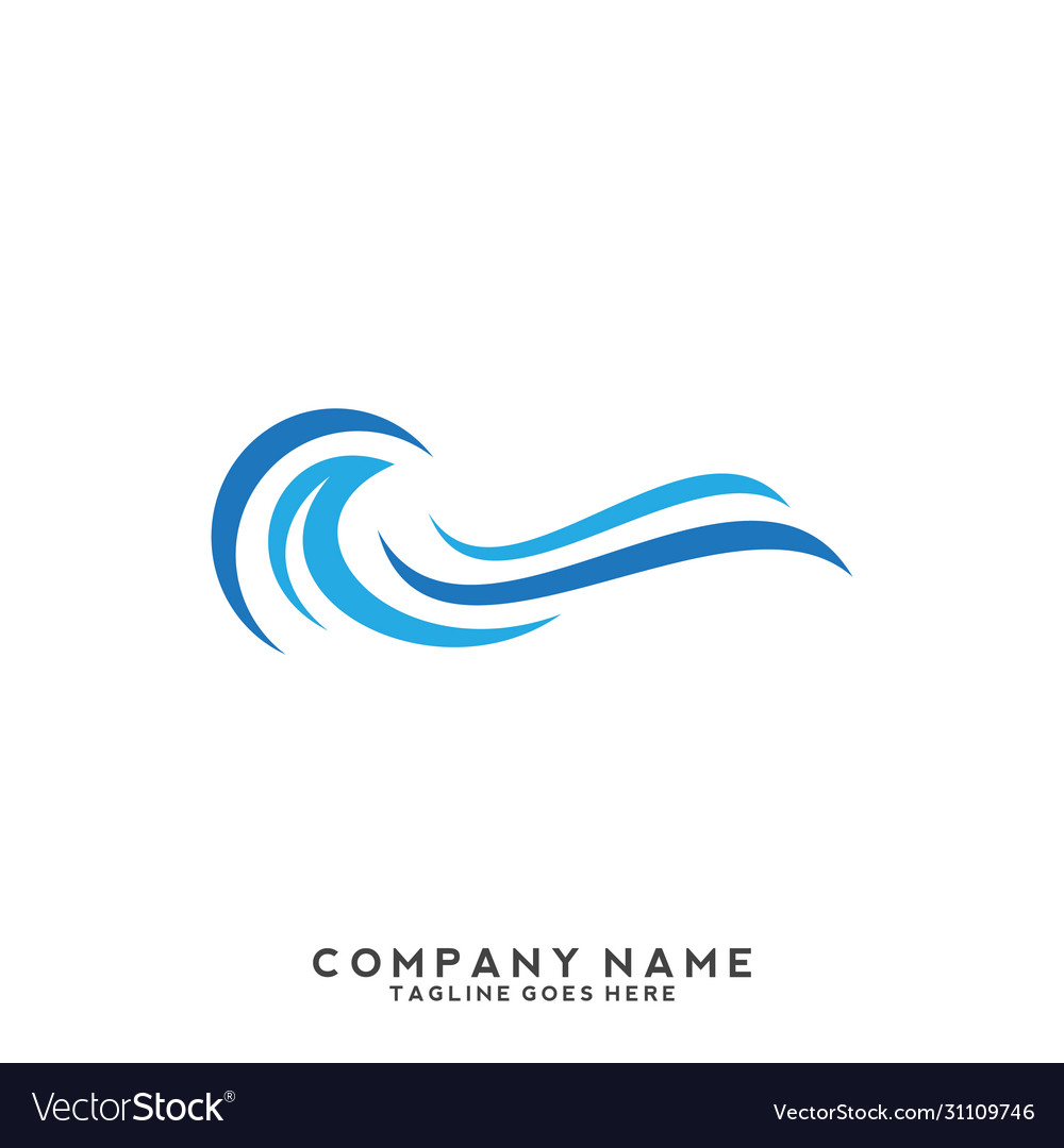 Water wave symbol and icon logo template Vector Image