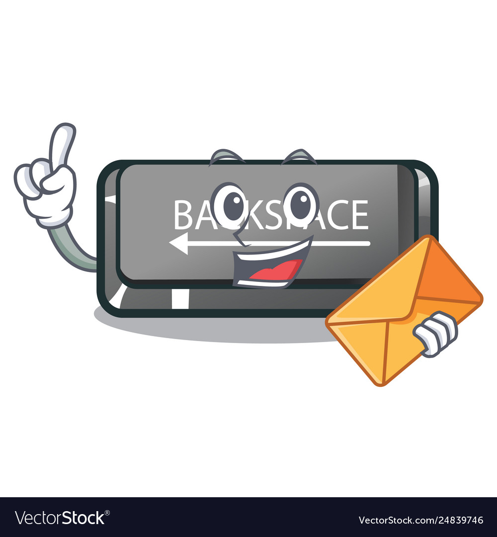 With envelope button backspace in shape