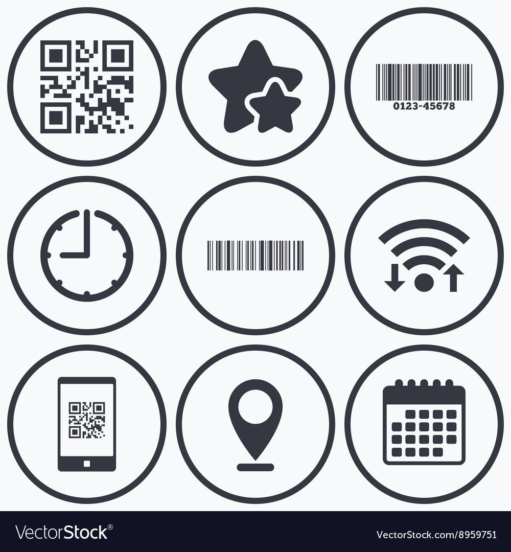 Bar and qr code icons scan barcode symbol