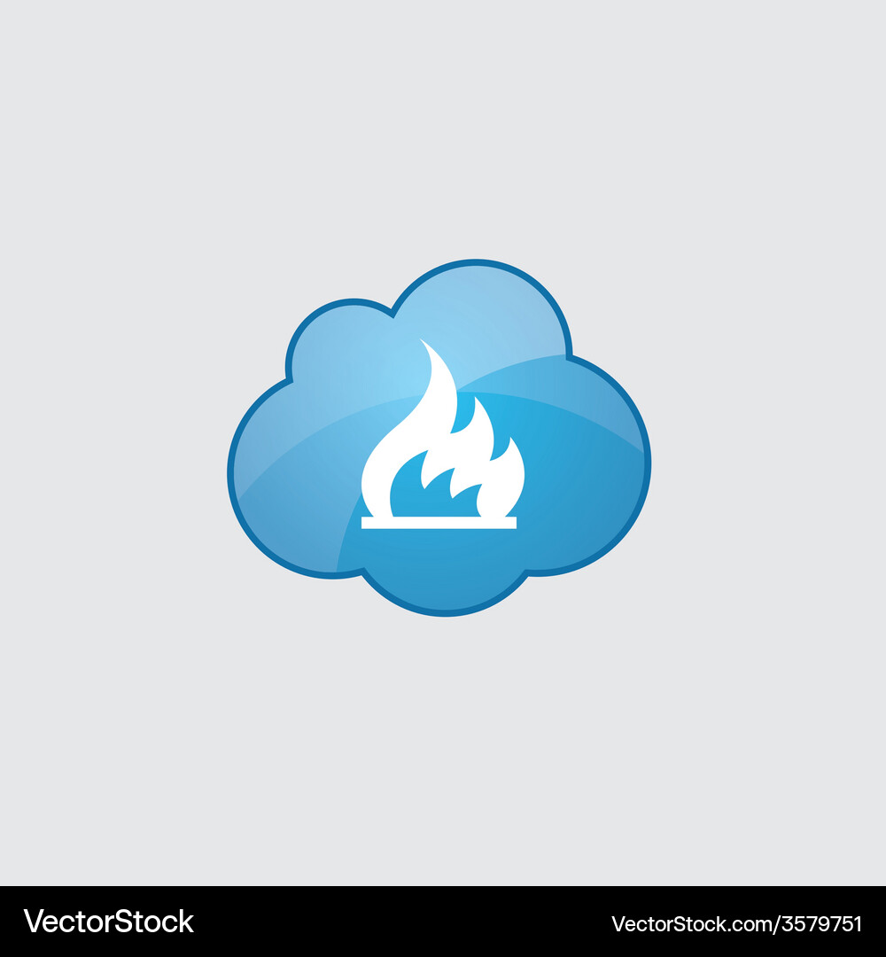Blue cloud fire icon Royalty Free Vector Image