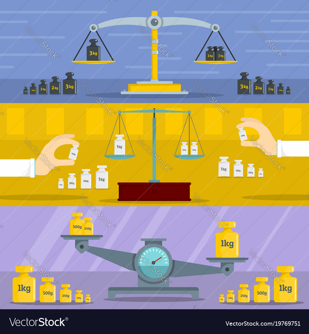Calibrate Scale Banner Horizontal Set Flat Style Vector Image