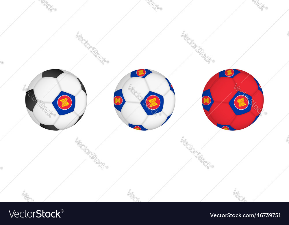 Collection football ball with the asean flag