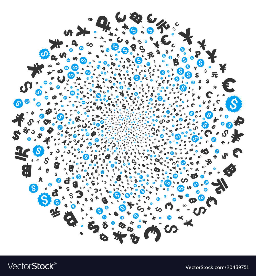 Currency symbols curl round cluster