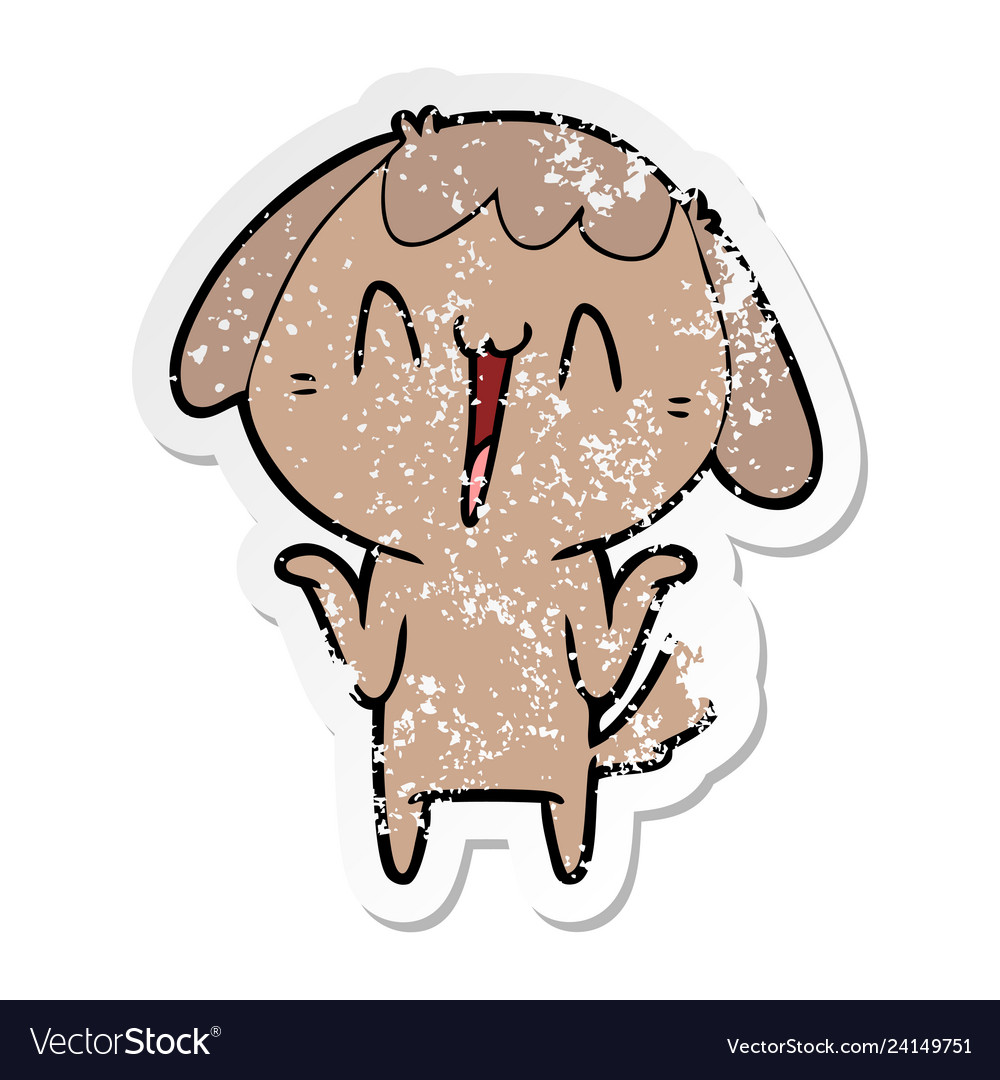 Distressed sticker of a cute cartoon dog