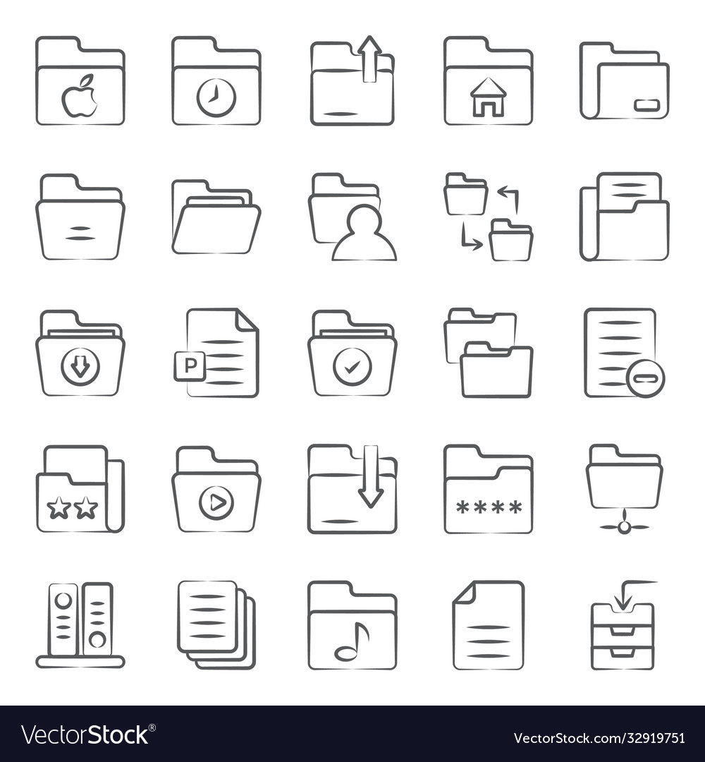 Folder types line icons set