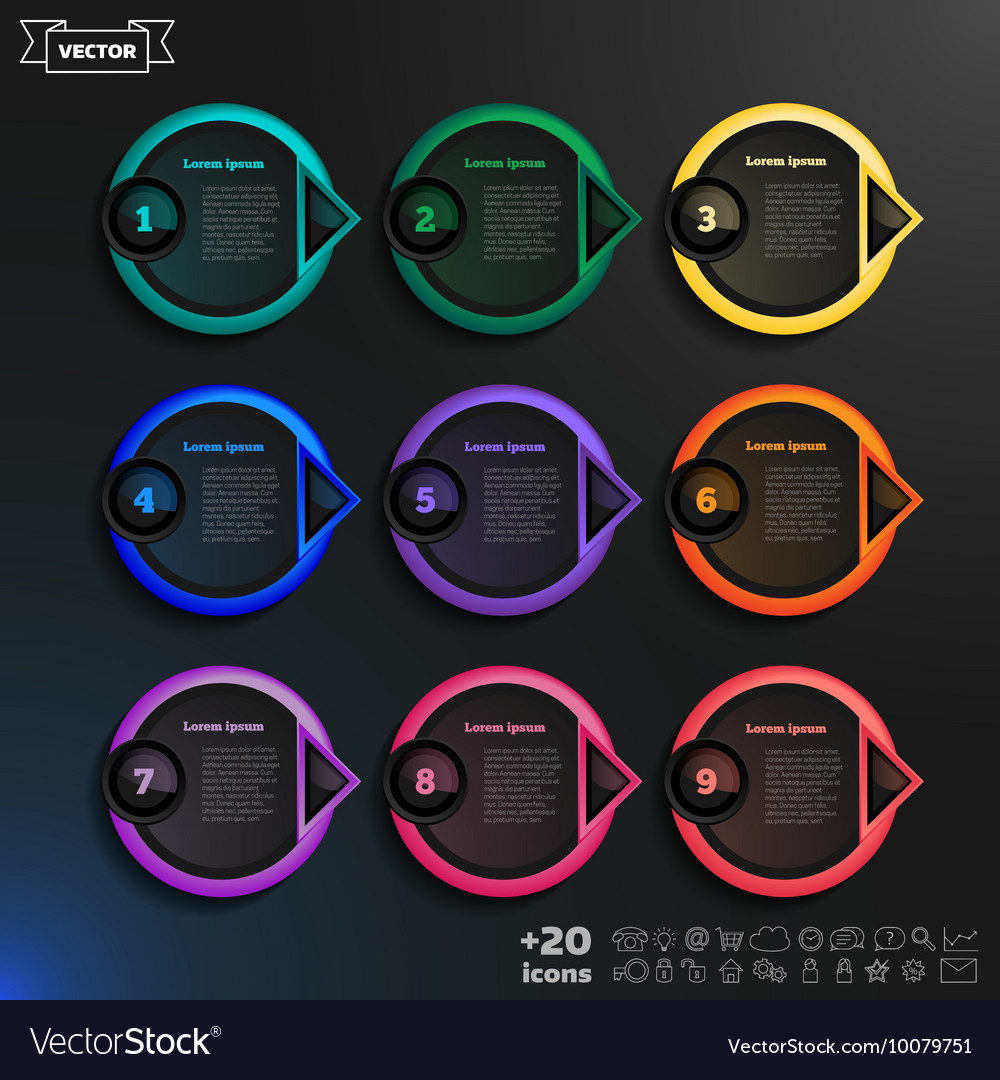 Infographic design list with colorful circles