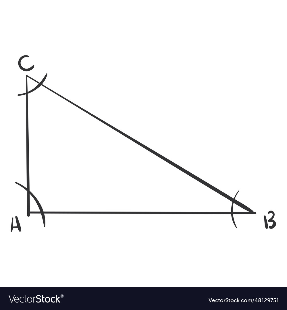 Isolated sketch of a triangle with angles Vector Image