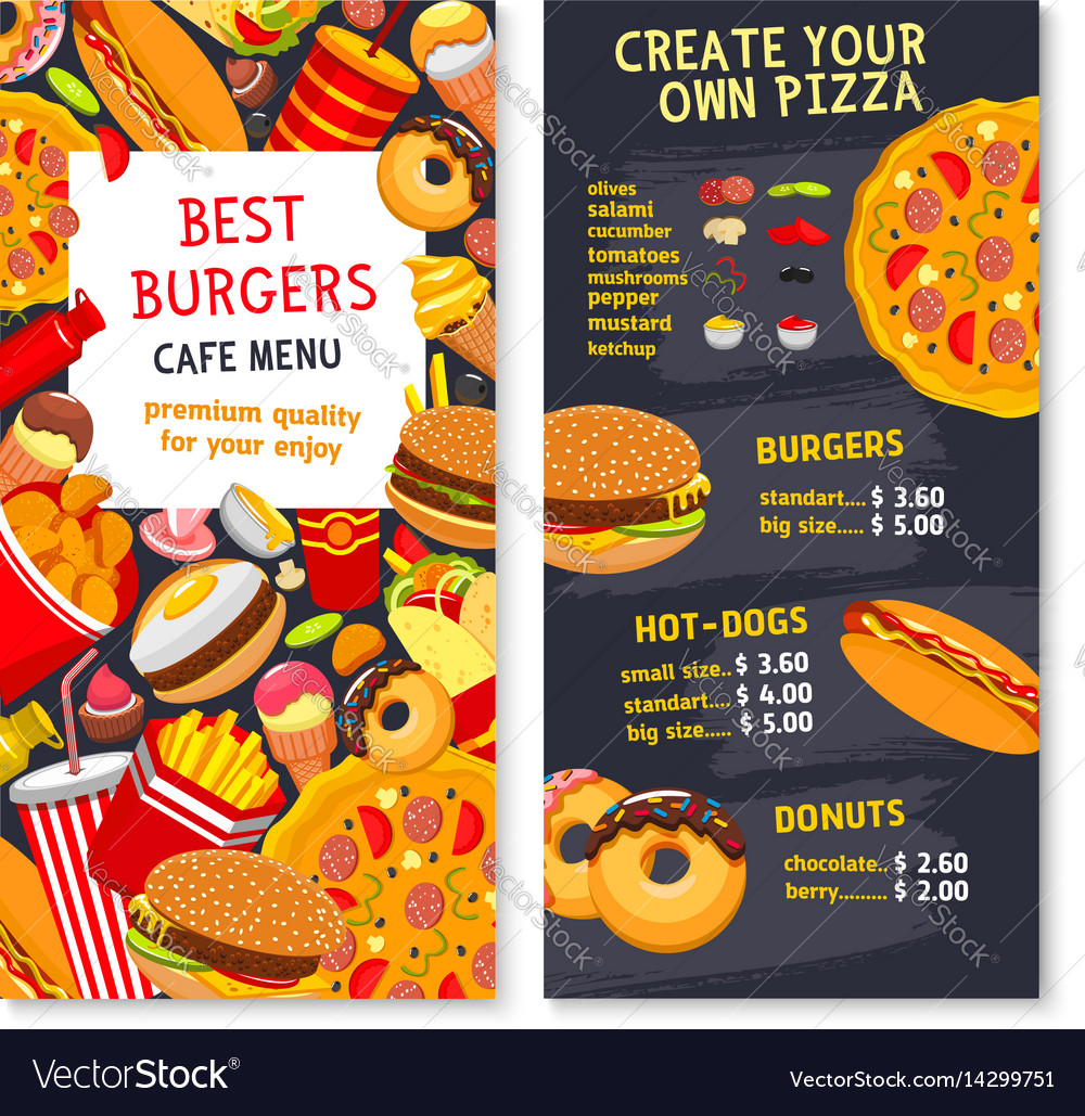 Fast Food Menu Card Indian