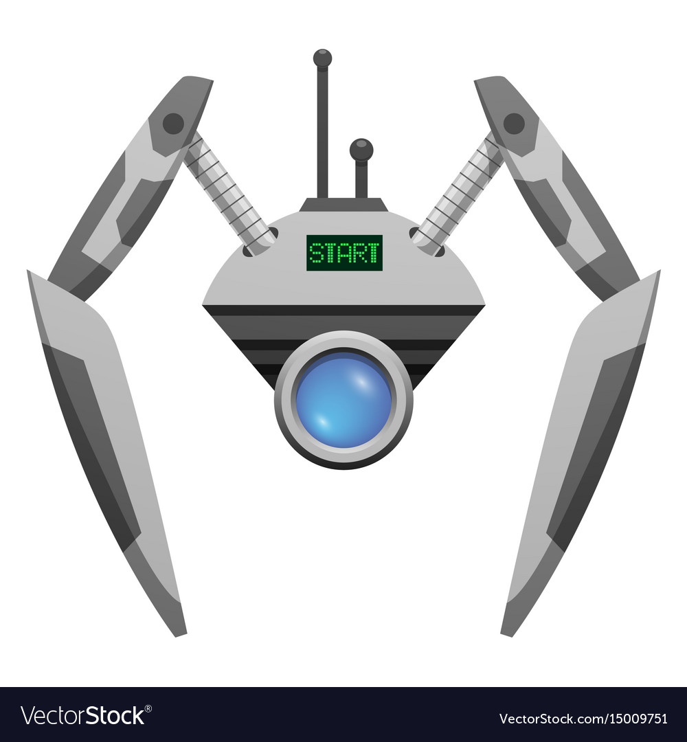Metallic Robot with Glass Button
