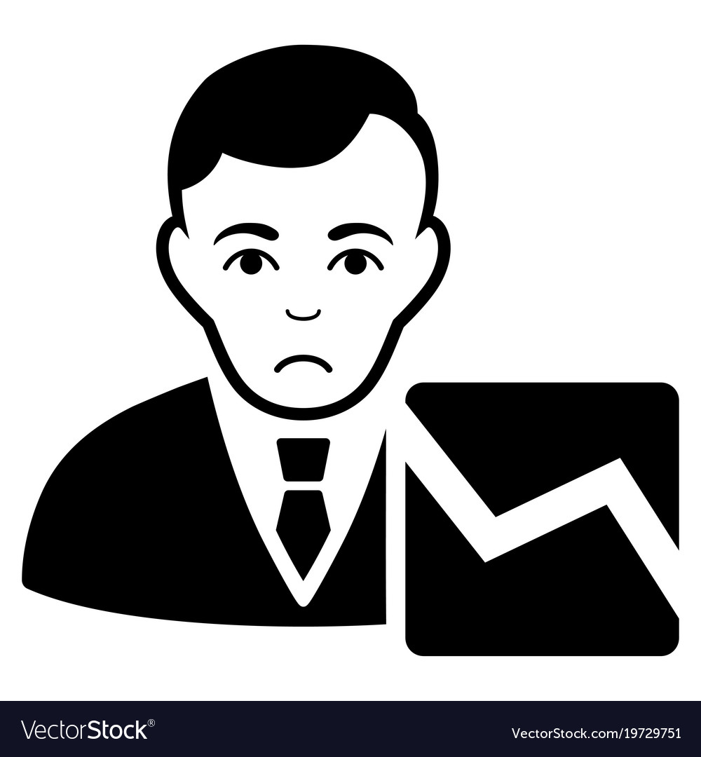 Sad stock trader black icon